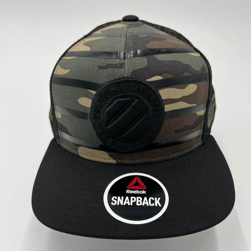 Reebok UFC Combat Snapback Hat Mens Camo Black Mesh Trucker Cap OSFA New‎